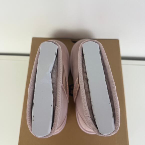 NWB UGG Kids Classic II Clear Glitter Wool Lined Suede Pink Stars Winter Boots 5 - Picture 6 of 8